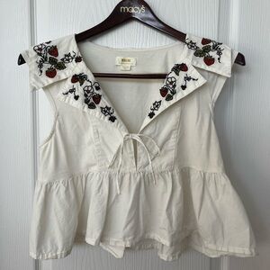 Maeve Cream Floral Embroidered Blouse